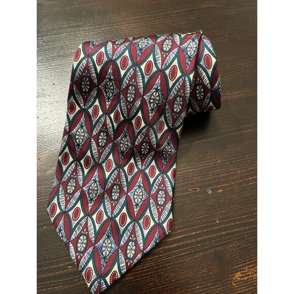 Christian Dior Cravates Tie Red Blue Navy 100% Silk Vintage  Vintage 100% Silk Christian Dior Men\'s Tie Cravate Red and Navy